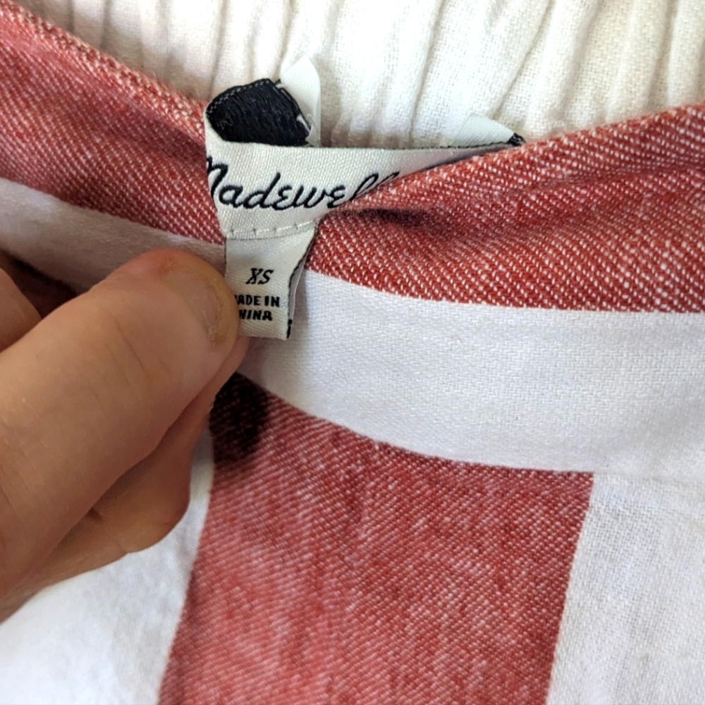 Madewell Linen Huston Striped Cropped Pants Red White XS Beach Vacation Brunch - Picture 3 of 4
